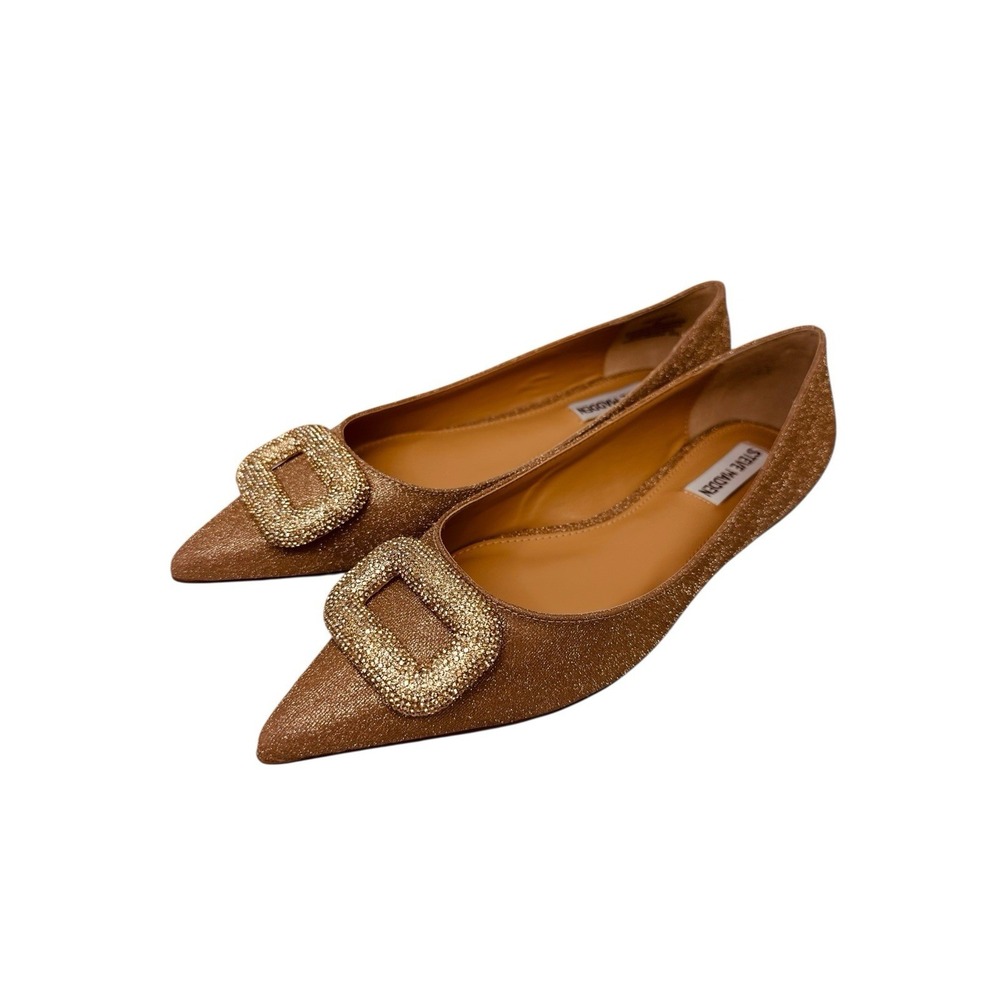 Women's Steve Madden Tink Color Gold Pointy Ballet Flat Size 8M NWB - Picture 2 of 13